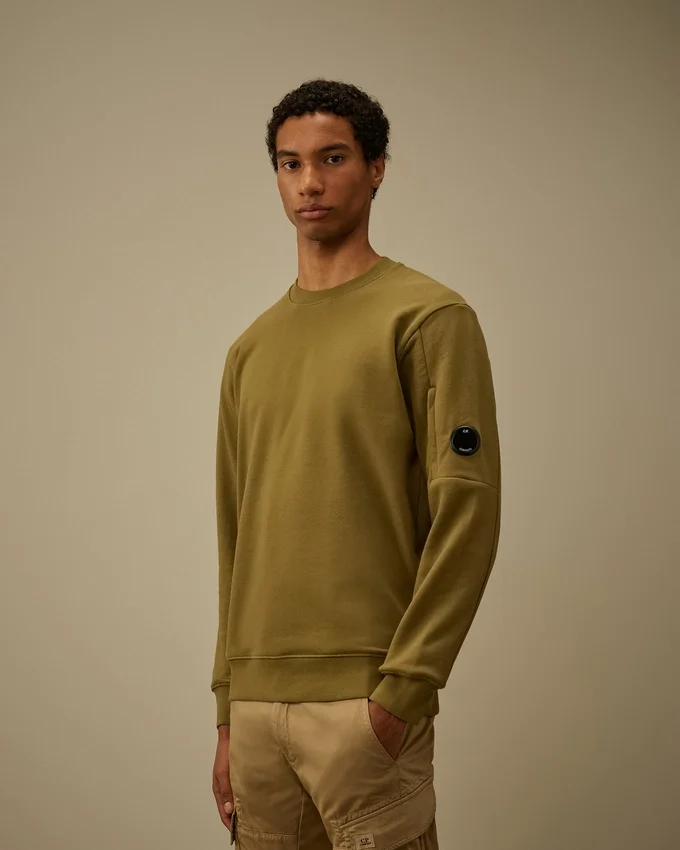 Sweat-shirt à col rond en molleton diagonal texturé avec des Lunettes