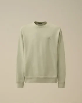 Sweats à col rond en molleton de coton à armure diagonale, teint par réserve, avec logo