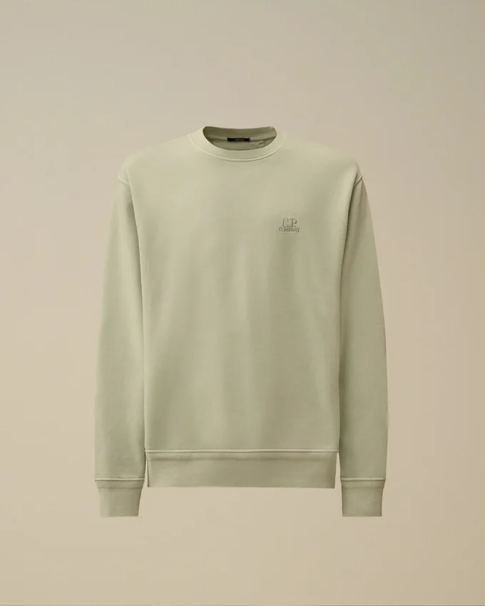 Sweats à col rond en molleton de coton à armure diagonale, teint par réserve, avec logo