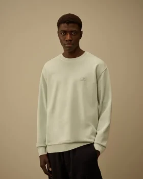 Sweats à col rond en molleton de coton à armure diagonale, teint par réserve, avec logo