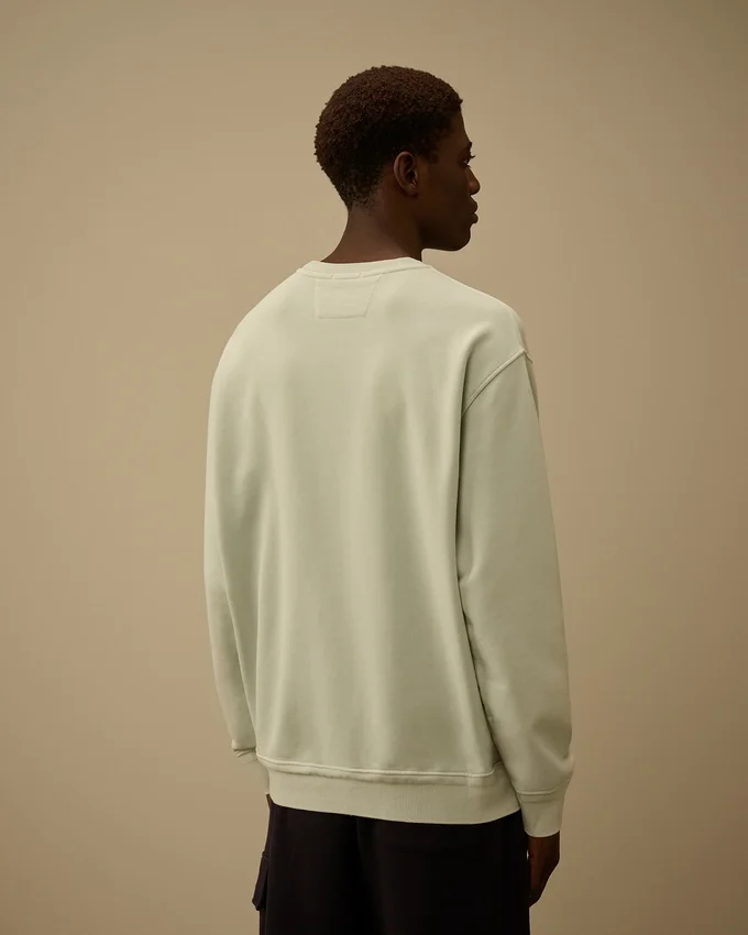 Sweats à col rond en molleton de coton à armure diagonale, teint par réserve, avec logo