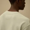 Sweats à col rond en molleton de coton à armure diagonale, teint par réserve, avec logo