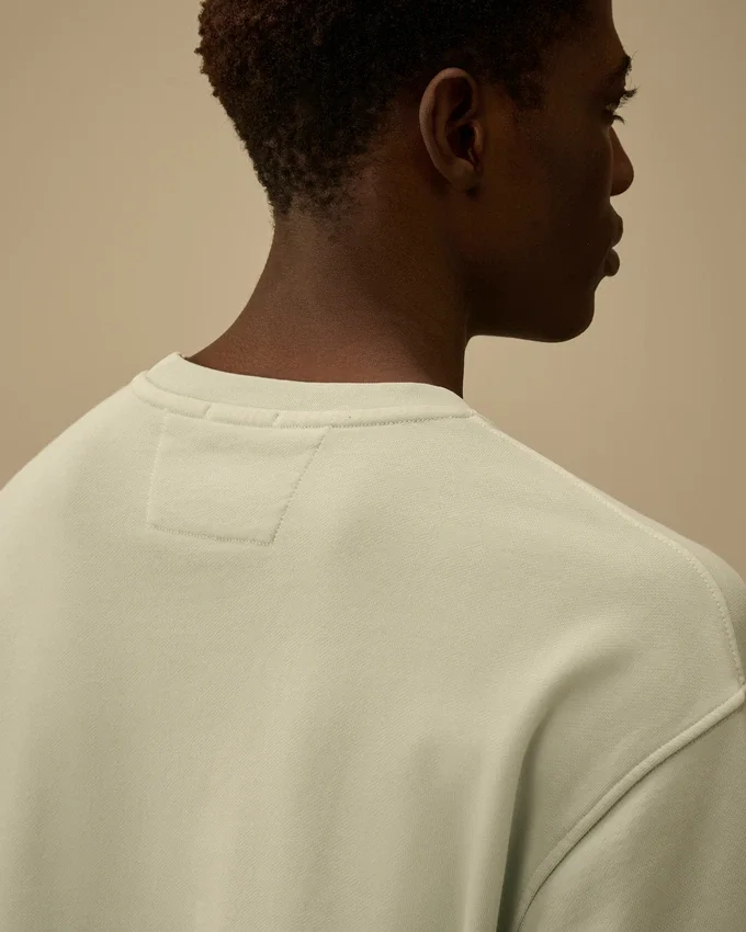 Sweats à col rond en molleton de coton à armure diagonale, teint par réserve, avec logo