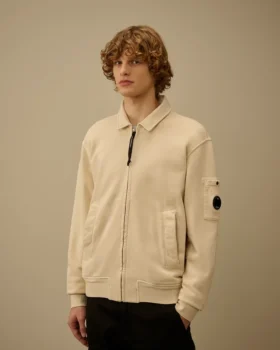 Sweats zippés en molleton de coton diagonal avec motif « Lens »