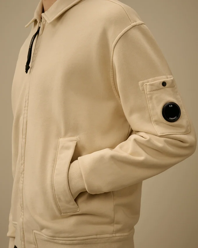 Sweats zippés en molleton de coton diagonal avec motif « Lens »