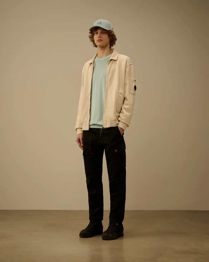 Sweats zippés en molleton de coton diagonal avec motif « Lens »