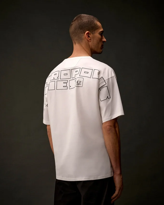 T-shirt à manches courtes en jersey mercerisé de la Metropolis Series avec broderie dans le dos