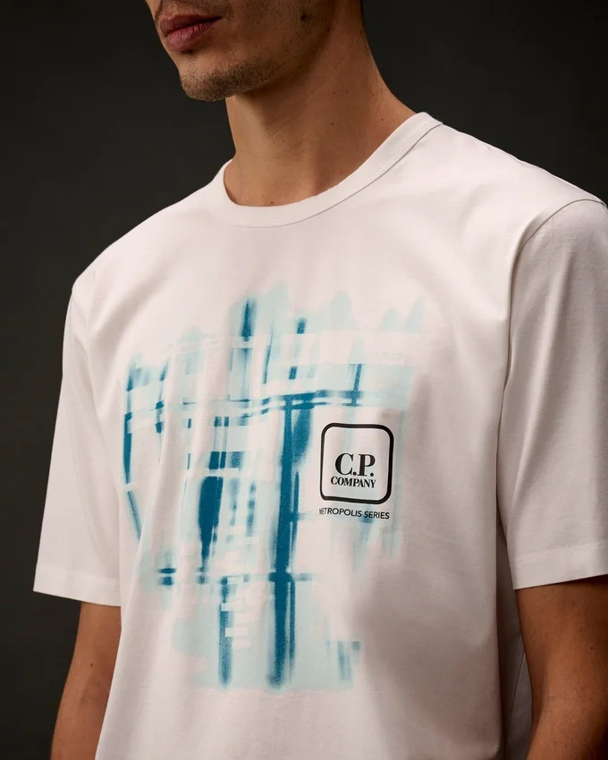 T-shirt à manches courtes en jersey mercerisé de la Metropolis Series avec logo graphique