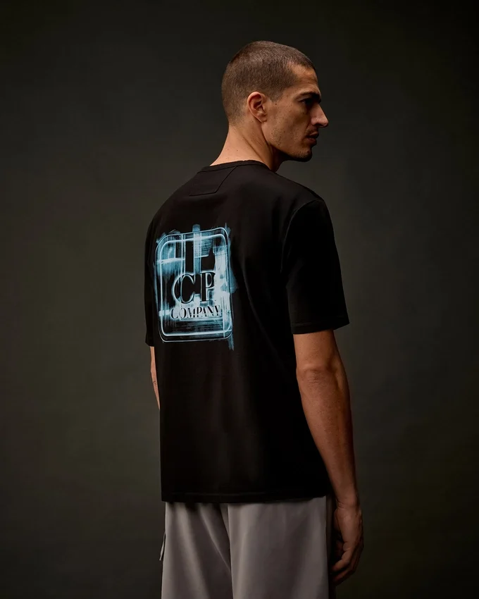 T-shirt à manches courtes en jersey mercerisé de la Metropolis Series avec logo imprimé