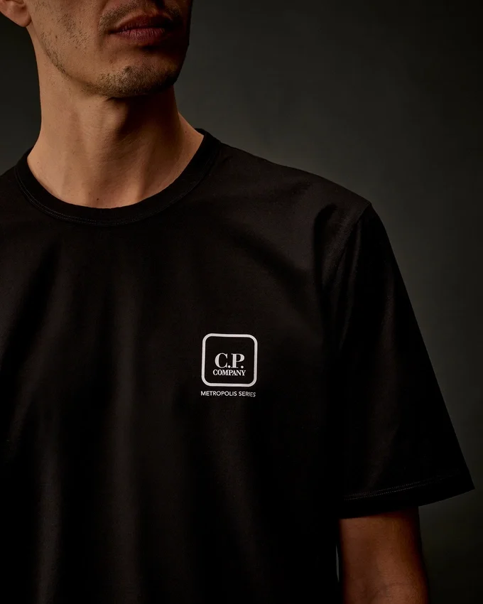 T-shirt à manches courtes en jersey mercerisé de la Metropolis Series avec logo imprimé