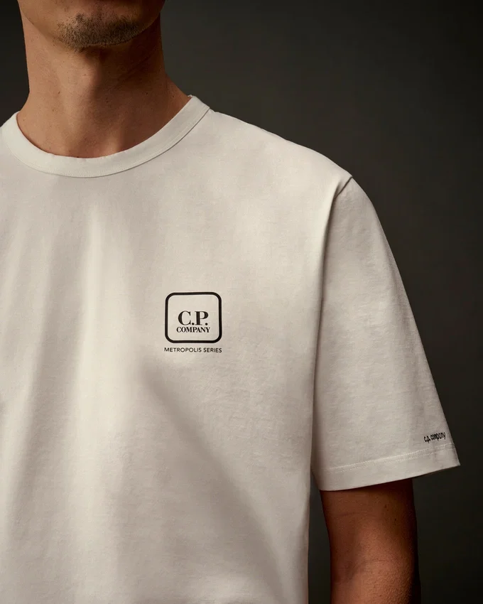 T-shirt à manches courtes en jersey mercerisé de la Metropolis Series avec motif imprimé